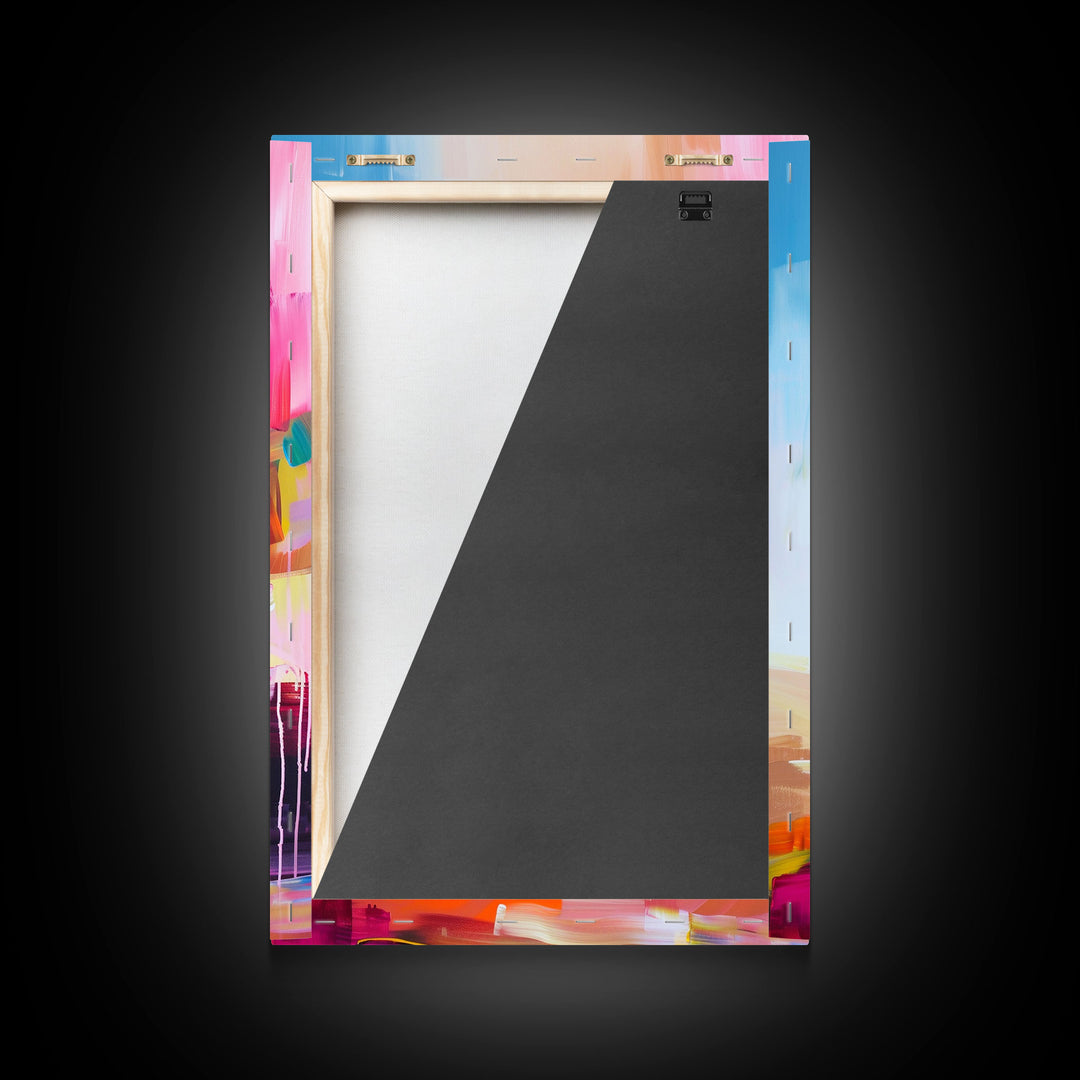 Vintage Wagon Wheel Canvas Art - Framed Canvas Print, Rustic Farmhouse Decor, Colorful Wheel Wall Art, Retro Bedroom Decoration