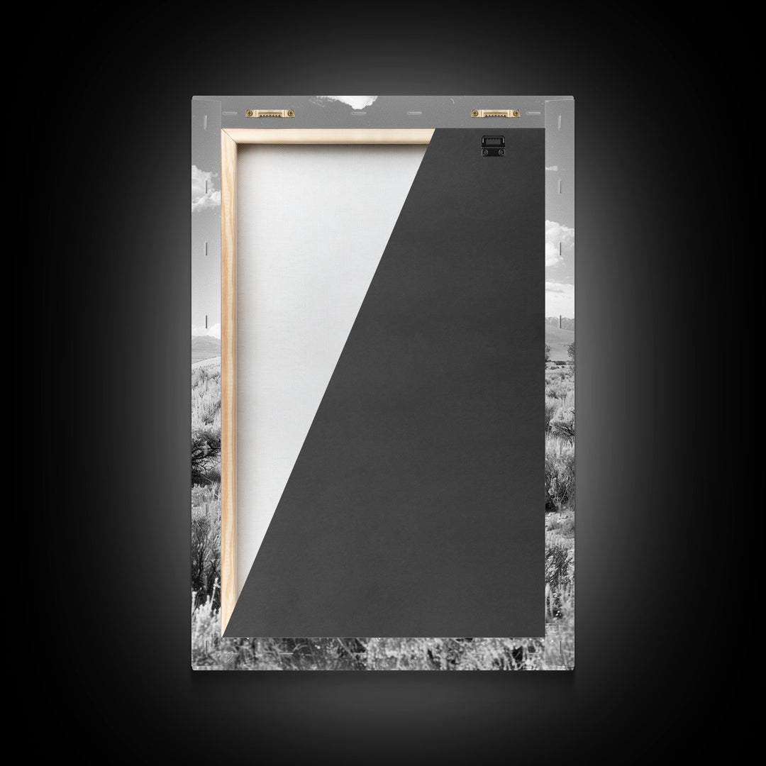 Abandoned Cabin in the Wild Black and White Photography - Framed Canvas Print, Rustic Home Decor, Vintage Landscape Wall Art