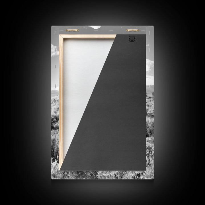 Abandoned Cabin in the Wild Black and White Photography - Framed Canvas Print, Rustic Home Decor, Vintage Landscape Wall Art