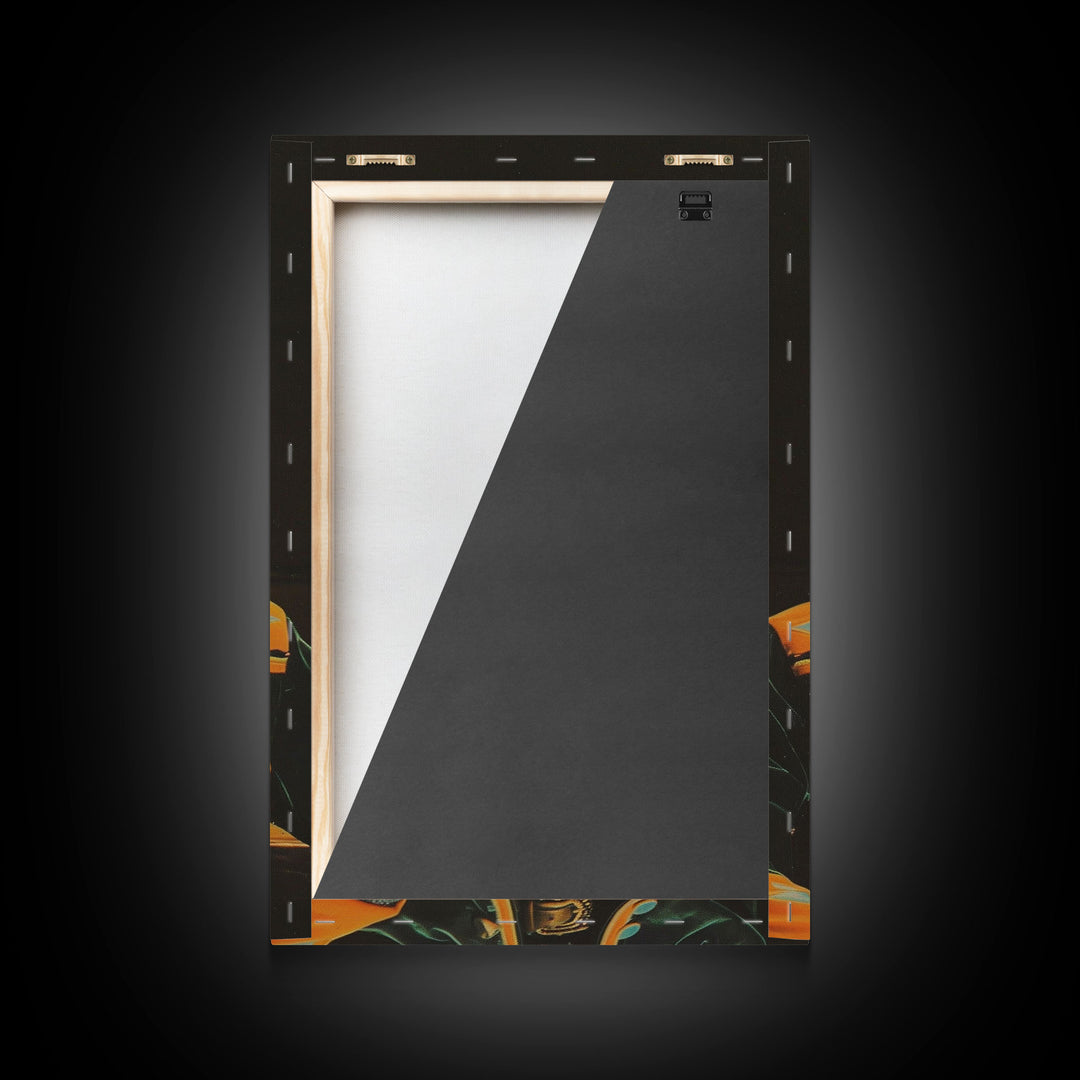 Retro Cowboy Portrait Print - Framed Canvas Wall Art, Rustic Western Decor, Vintage Cowboy Artwork for Living Room, Historical Portrait