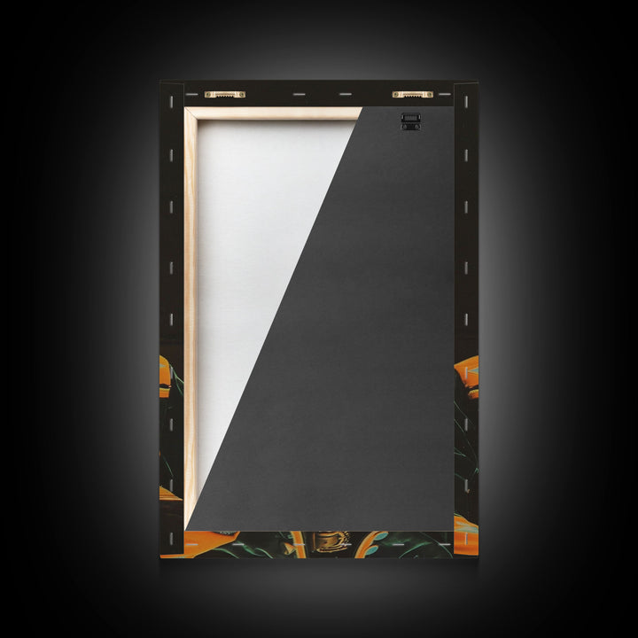 Retro Cowboy Portrait Print - Framed Canvas Wall Art, Rustic Western Decor, Vintage Cowboy Artwork for Living Room, Historical Portrait