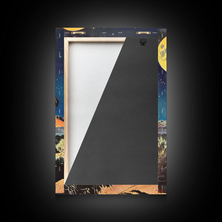 Vintage Cowboy Couple Under Moonlit Sky - Rustic Western Wall Art, Night Sky Painting, Bedroom Decor, Cowboy Canvas Print