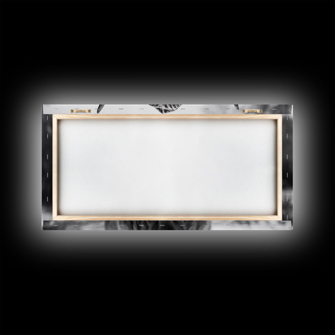 Highland Cow Wearing Santa Hat, Festive and Fun Framed Canvas Print for Holiday Wall Art, Living Room or Bedroom Decor