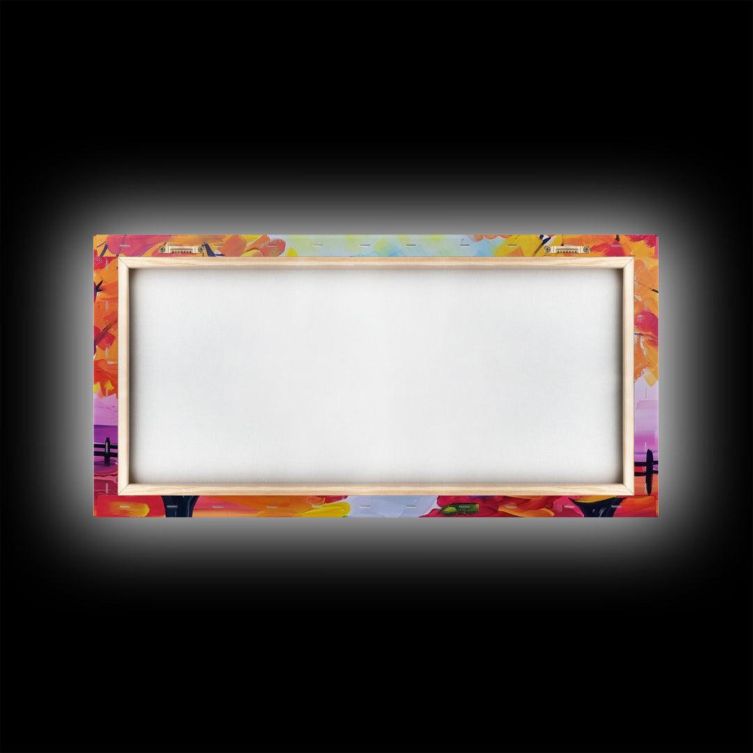 Cozy Cottage in Autumn, Framed Canvas Print, Ideal for Living Room Art, Rustic Home Decor, Charming Bedroom Wall Art