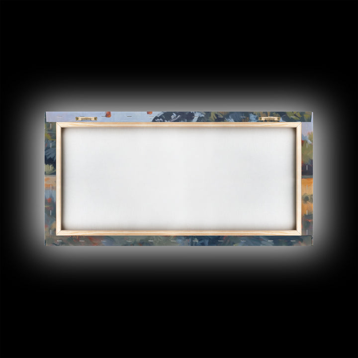 Serene Farmhouse at Dusk, Framed Canvas Print, Great for Living Room Art, Country Home Decor, Relaxing Bedroom Wall Art