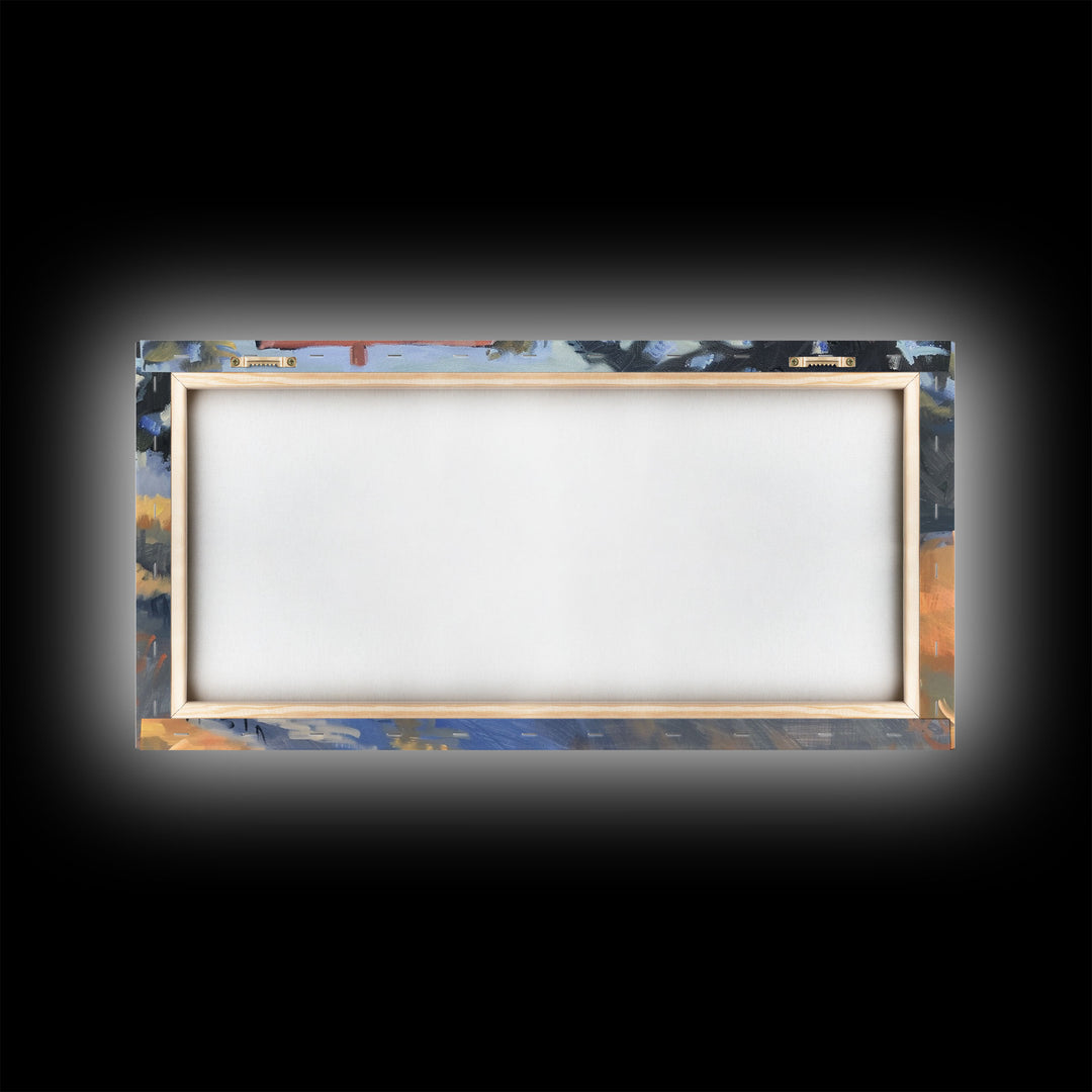 Quaint House on Country Road, Framed Canvas Print, Perfect for Living Room Art, Rustic Home Decor, Serene Bedroom Wall Art