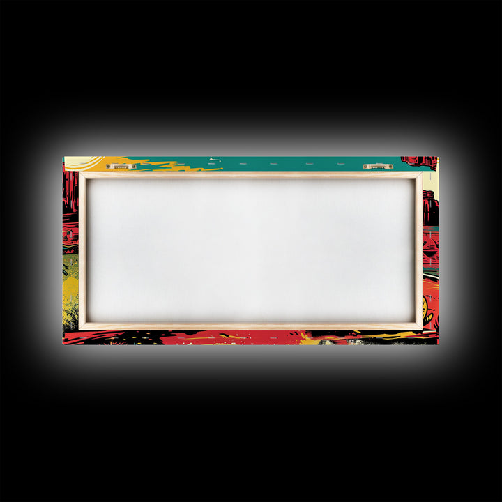 Cowboy Galloping in Desert, Vibrant Sunset Western Art, Framed Canvas Print, Farmhouse Decor, Colorful Wall Art, Cowboy Theme