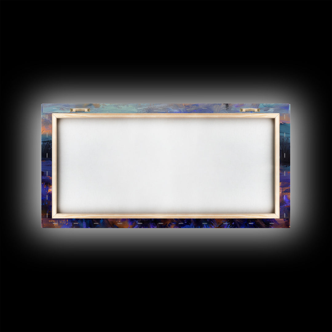 Lavender Field with Cottage, Warm Sunset Colors, Framed Canvas Print, Rustic Decor, Country Wall Art, Farmhouse Vibes