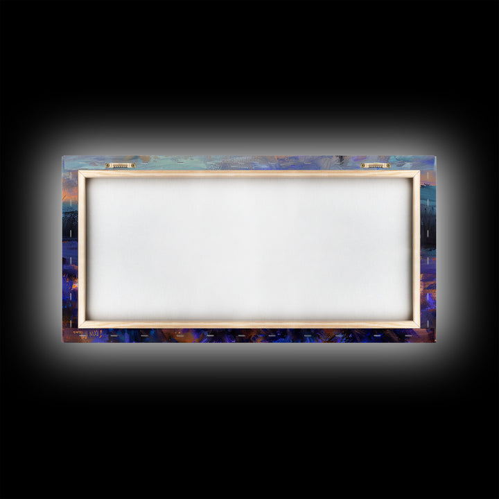 Lavender Field with Cottage, Warm Sunset Colors, Framed Canvas Print, Rustic Decor, Country Wall Art, Farmhouse Vibes