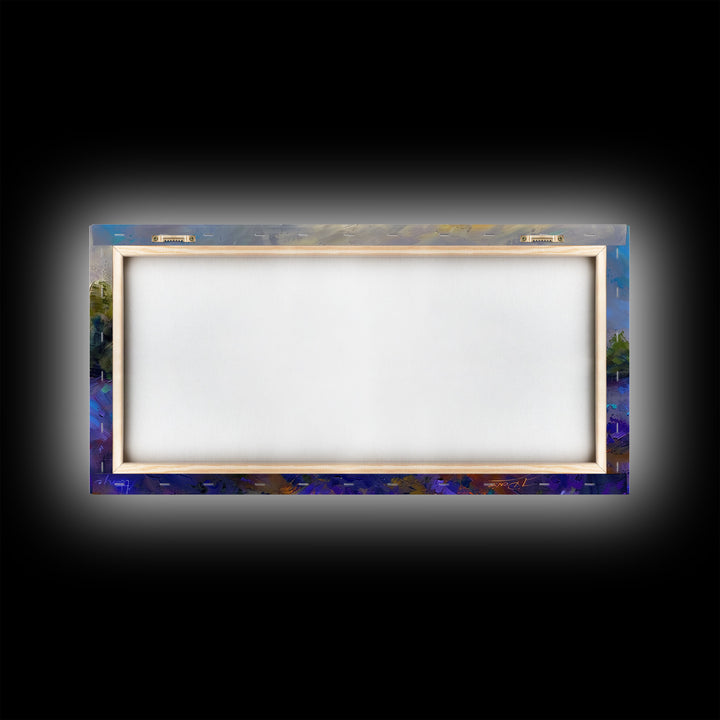 Country Cottage in Lavender Field, Impressionist Style, Framed Canvas Print, Farmhouse Decor, Cozy Art, Rustic Living Room