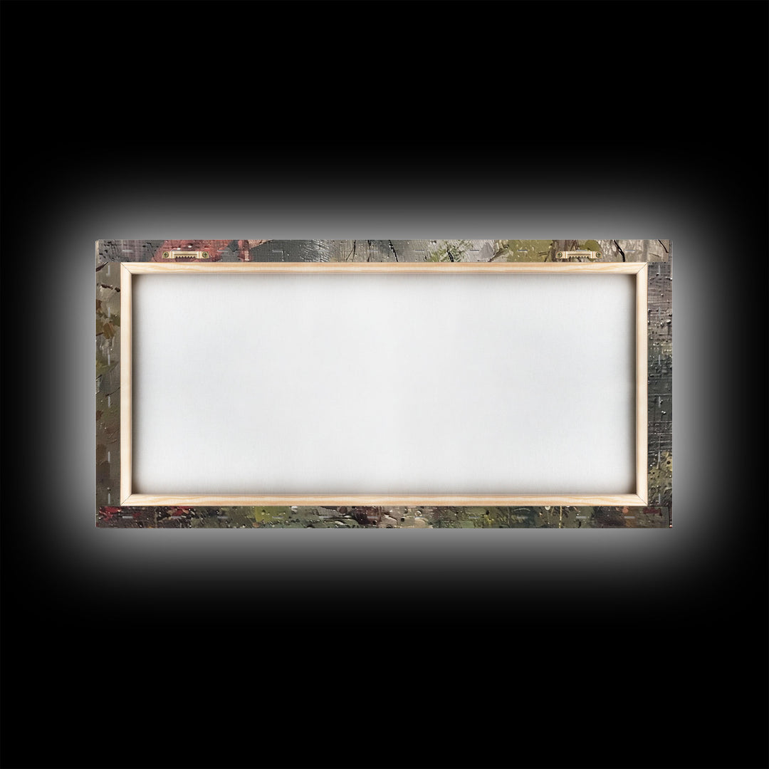 Rustic Cottage in Autumn Forest, Framed Canvas Print, Farmhouse Style, Living Room Art, Bedroom Decor, Nature Wall Art