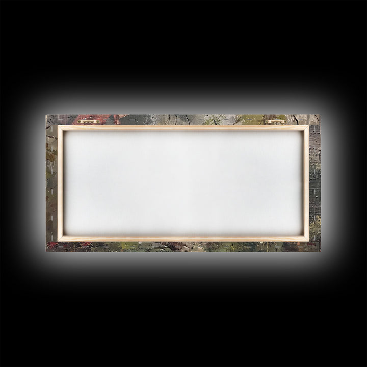 Rustic Cottage in Autumn Forest, Framed Canvas Print, Farmhouse Style, Living Room Art, Bedroom Decor, Nature Wall Art