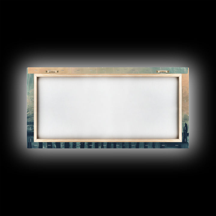 Winter Farmhouse in Snowy Landscape, Framed Canvas Print, Minimalist Wall Art, Living Room Art, Bedroom Decor, Winter Scene