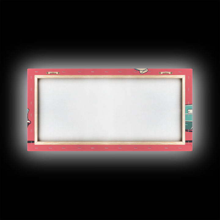 Cowgirl Leaning Against Classic Car in Pop Art Style, Vibrant Framed Canvas Print for Bedroom, Perfect Living Room Wall Art