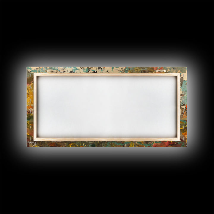 Horse and Red Barn in Colorful Field, Beautiful Farmhouse Art, Framed Canvas Print, Rustic Living Room Decor, Vibrant Wall Art