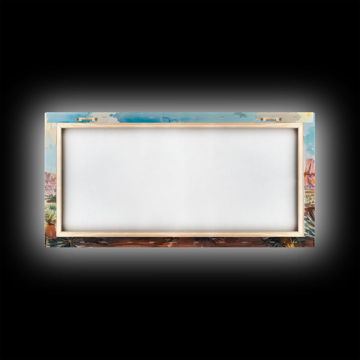 Cowboy Resting with Horse in Desert Landscape, Classic Western Art, Framed Canvas Print, Rustic Wall Decor, Living Room Decoration