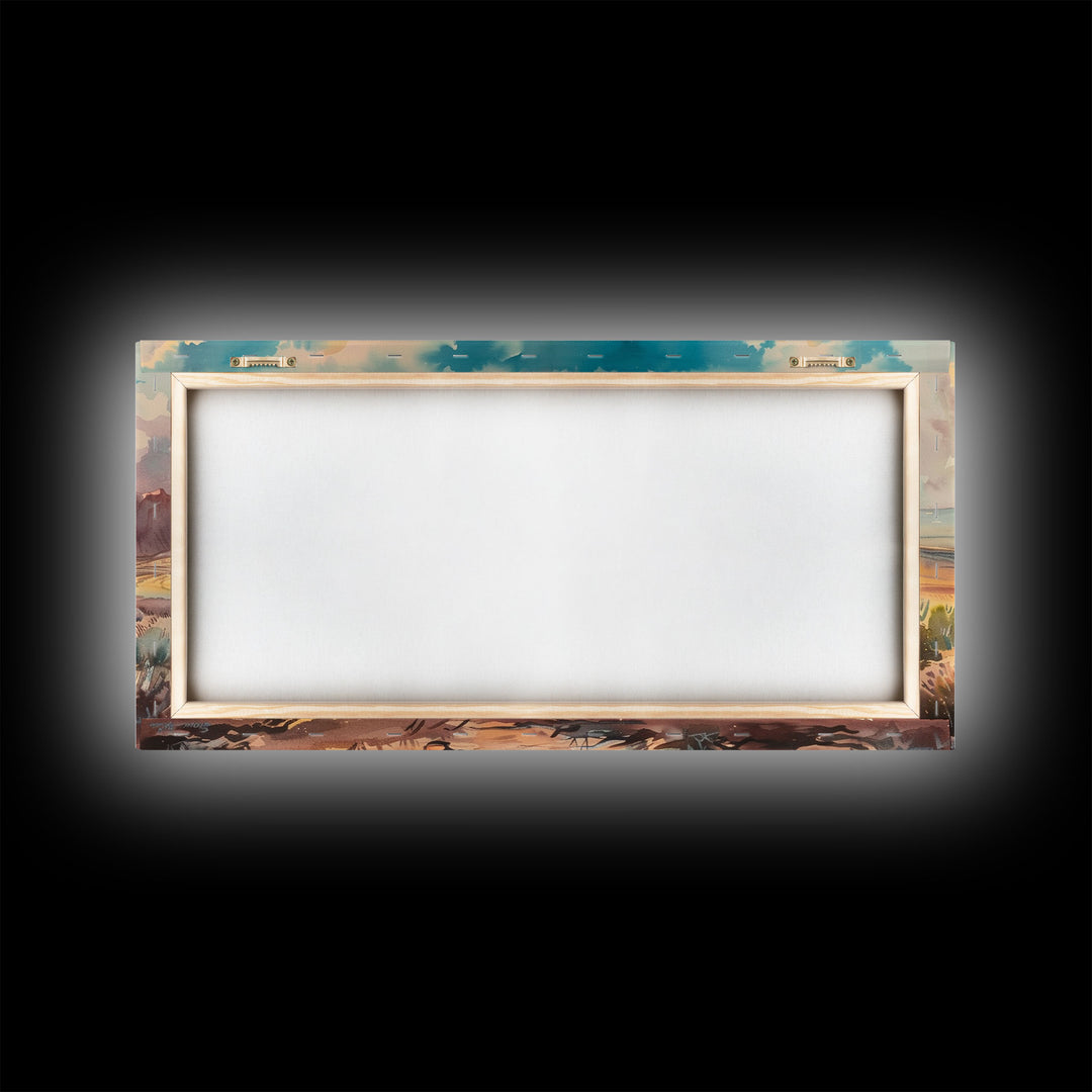 Cowboy Comforting Horse in Open Plains, Farmhouse Western Decor, Framed Canvas Print, Country Living Art, Rustic Wall Art for Home