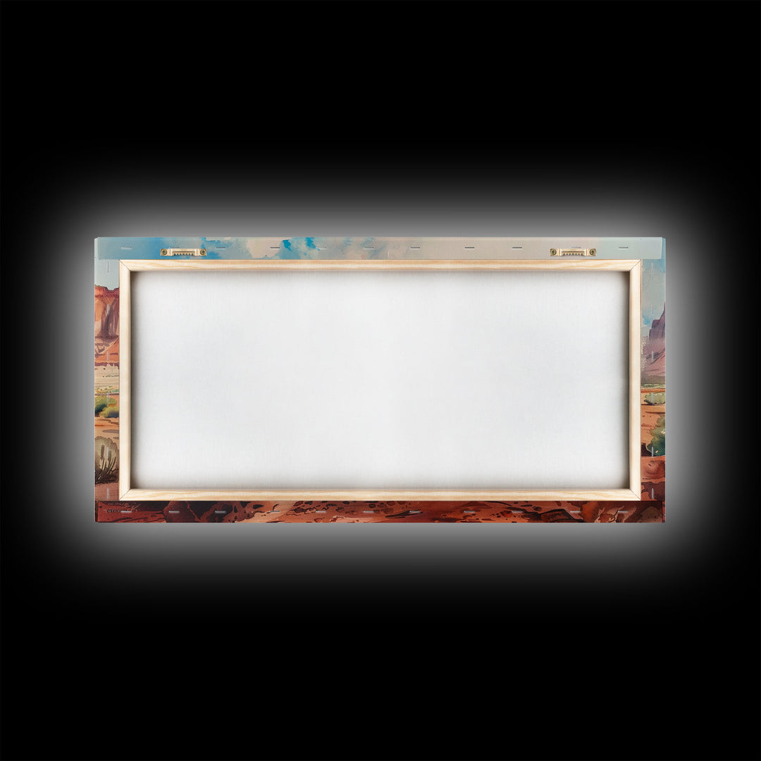 Cowboy Resting by Horse in Desert Scene, Rustic Farmhouse Art, Framed Canvas Print, Western Decor, Living Room Wall Art, Country Style