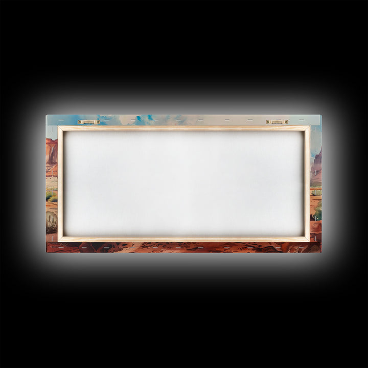 Cowboy Resting by Horse in Desert Scene, Rustic Farmhouse Art, Framed Canvas Print, Western Decor, Living Room Wall Art, Country Style