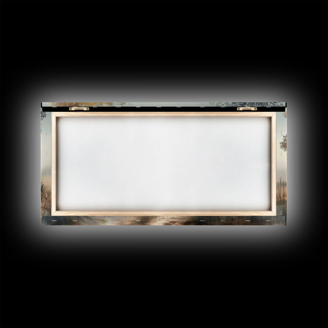 Desert Flora with Vibrant Flowers and Mountains, Colorful Framed Canvas Print for Home, Southwestern Style Wall Art, Nature Decor