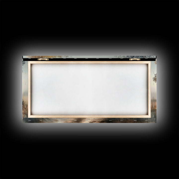 Desert Flora with Vibrant Flowers and Mountains, Colorful Framed Canvas Print for Home, Southwestern Style Wall Art, Nature Decor