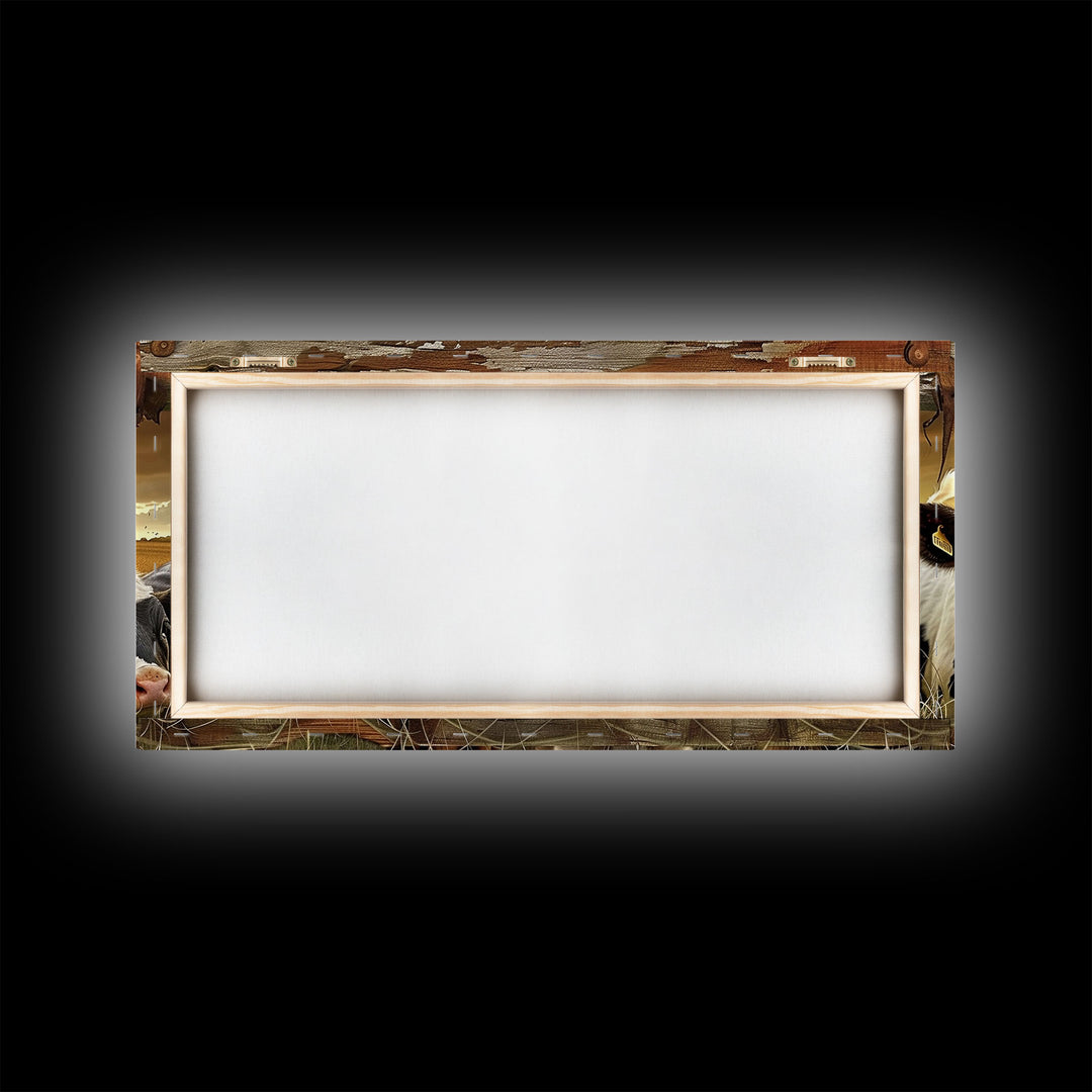 Charming desert garden with blooming cacti and sunset, Framed Canvas Print, perfect for rustic farmhouse living room art