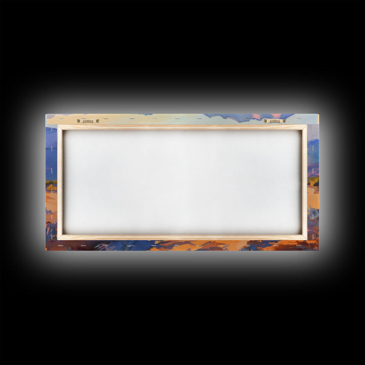 Serene Desert Landscape with Mountains, Beautiful Living Room Art, Framed Canvas Print, Farmhouse Style, Rustic Wall Decor