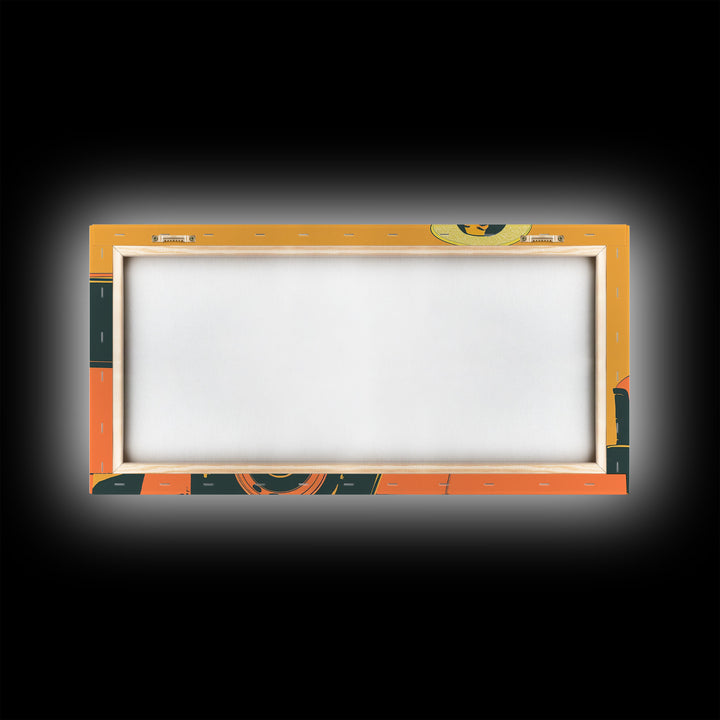 Relaxed Cowgirl Sitting on Car Hood, Retro Framed Canvas Print for Bedroom, Perfect Living Room Art, Vintage Wall Decor