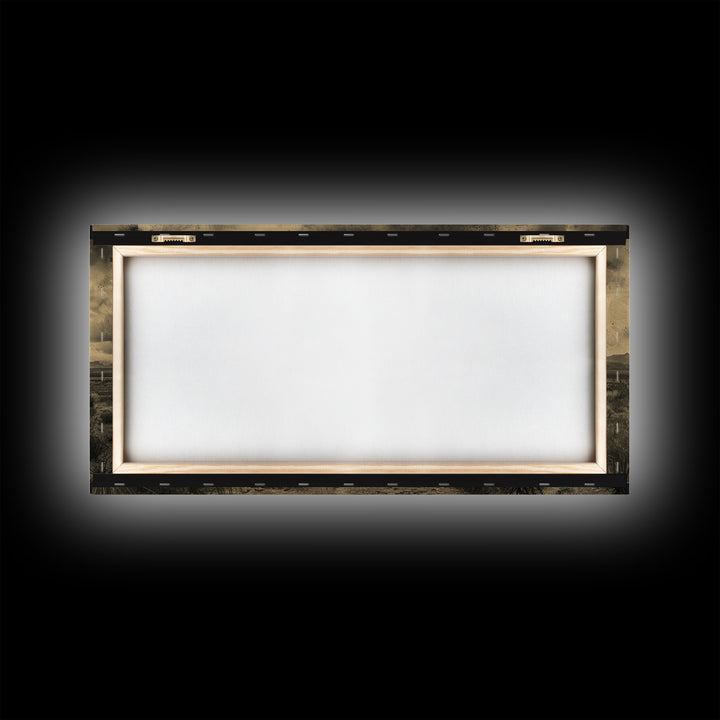 Rustic Windmill in Desert Landscape, Framed Canvas Print for Western Style Living Room, Perfect Bedroom Wall Art, Vintage Decor