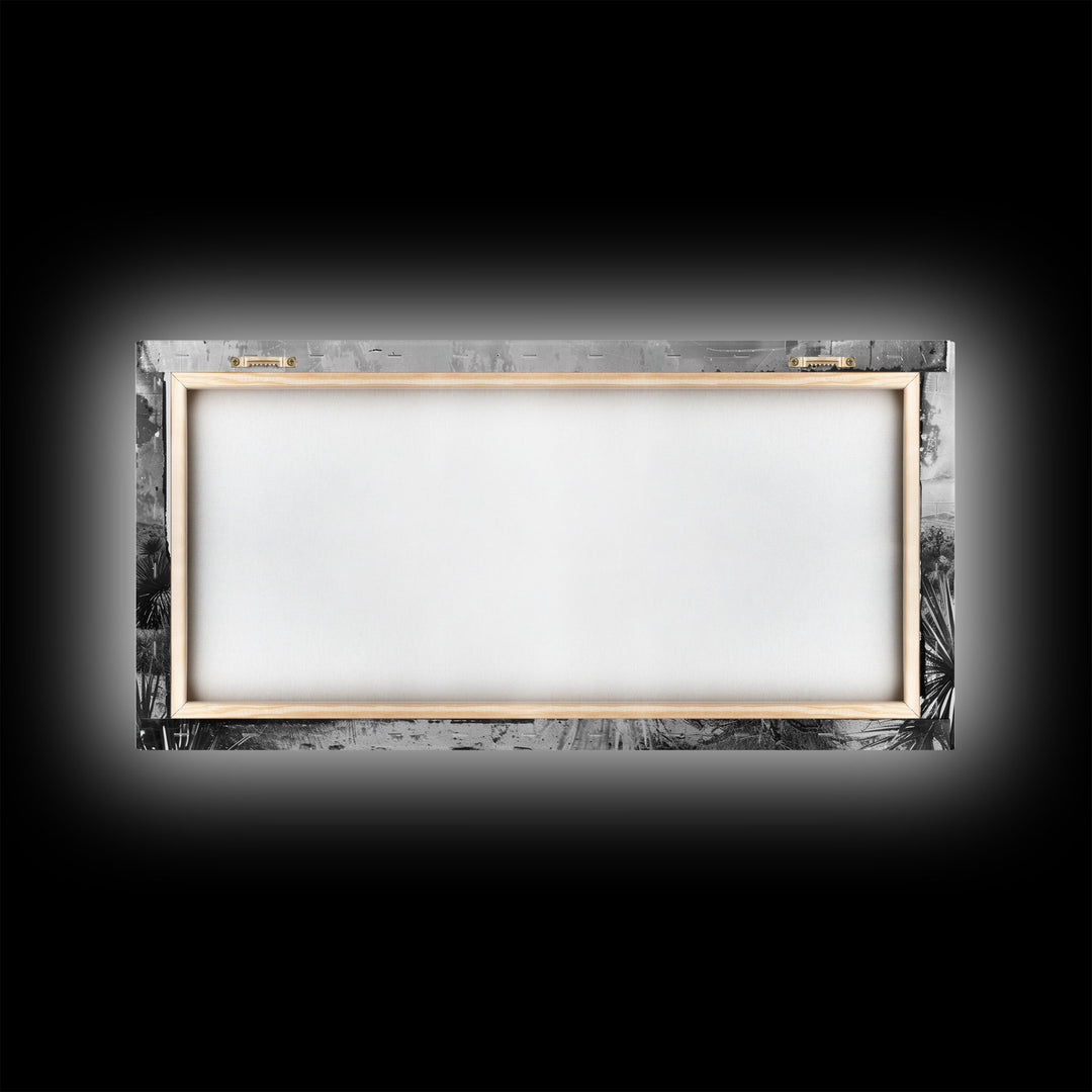 Desolate Desert with Joshua Trees, Framed Canvas Print for Living Room Decor, Ideal for Bedroom Wall Art, Rustic Western Scene