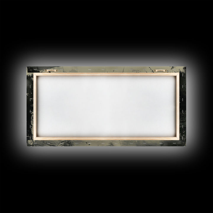 Cowboy Crossing River with Mountains, Framed Canvas Print for Western Living Room Decor, Ideal Bedroom Wall Art, Rustic Scene