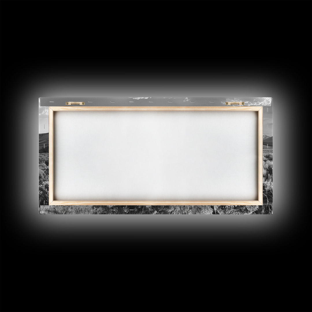 Mountain Range with Rolling Hills and Sagebrush, Framed Canvas Print Farmhouse Living Room Wall Art, Rustic Home Decor, Scenic Landscape Art