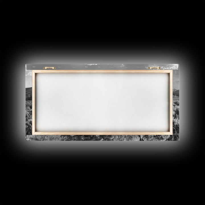 Mountain Range with Rolling Hills and Sagebrush, Framed Canvas Print Farmhouse Living Room Wall Art, Rustic Home Decor, Scenic Landscape Art