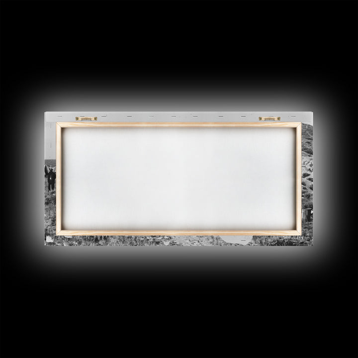 Military Camp with Tents and Soldiers, Farmhouse Style Framed Canvas Print for Historical Home Decor, Living Room Wall Art, Vintage Scene