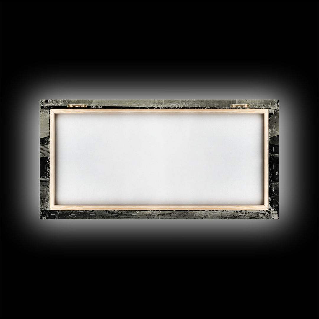 Deserted Old West Town Street, Sepia Framed Canvas Print Farmhouse Living Room Wall Art, Vintage Home Decor, Rustic Art Piece