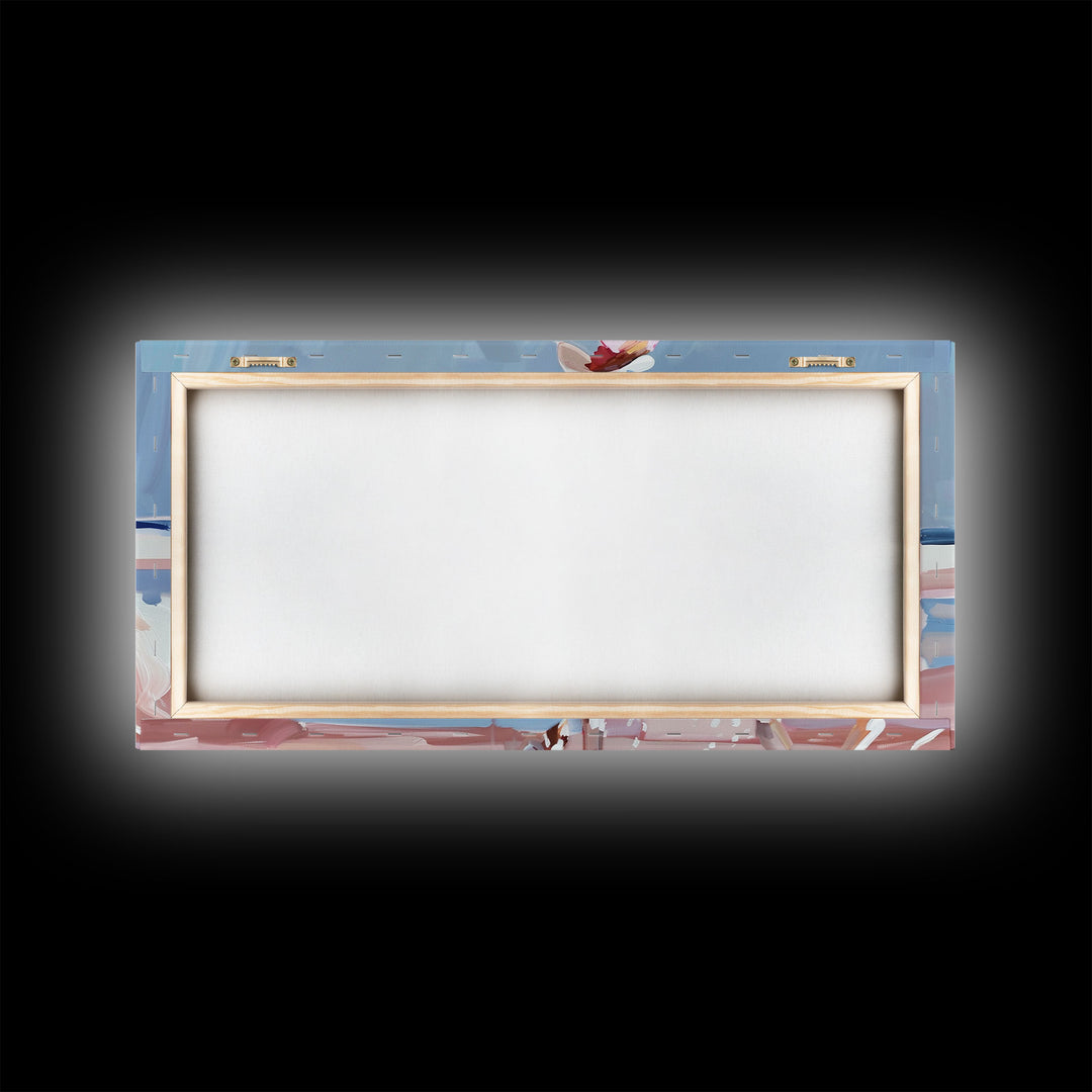 Woman Riding Horse on Beach, Peaceful Framed Canvas Print, Great for Coastal Living Room Art, Beach Bedroom Decor, Equestrian Wall Art