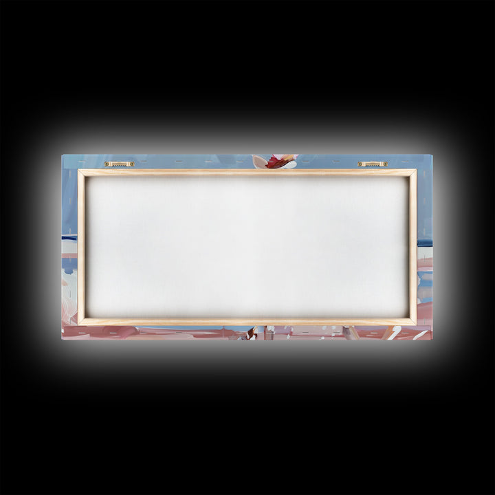 Woman Riding Horse on Beach, Peaceful Framed Canvas Print, Great for Coastal Living Room Art, Beach Bedroom Decor, Equestrian Wall Art