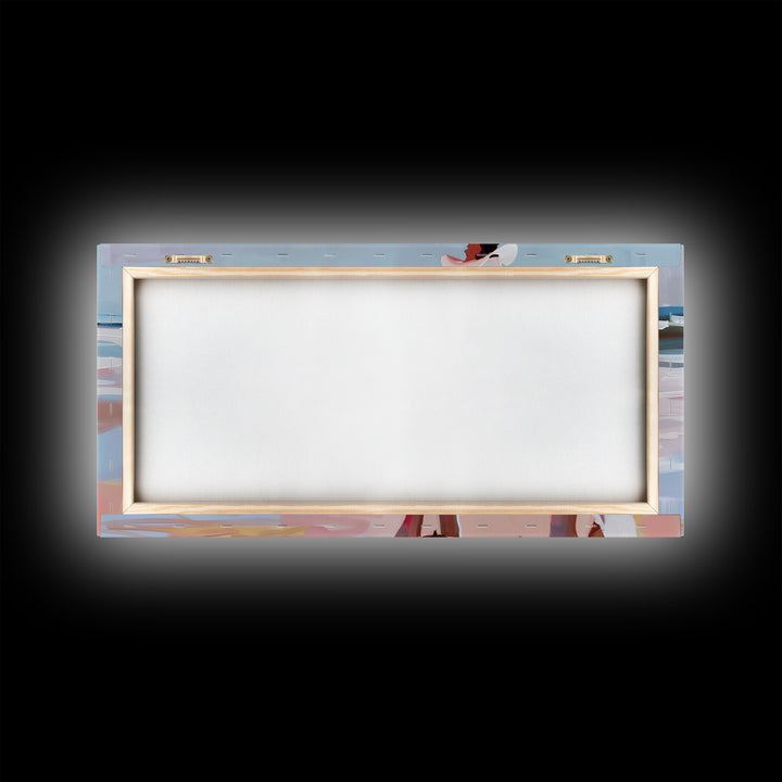 Horseback Riding by the Sea, Calm Framed Canvas Print, Perfect for Coastal Living Room Art, Beach Bedroom Decor, Equestrian Wall Art