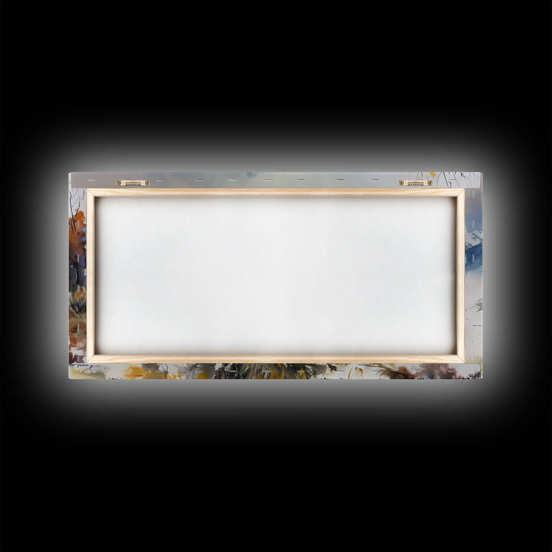 Majestic Elk in Mountain Landscape with Fall Foliage, Stunning Framed Canvas Print, Living Room Art, Rustic Bedroom Decor, Wall Art