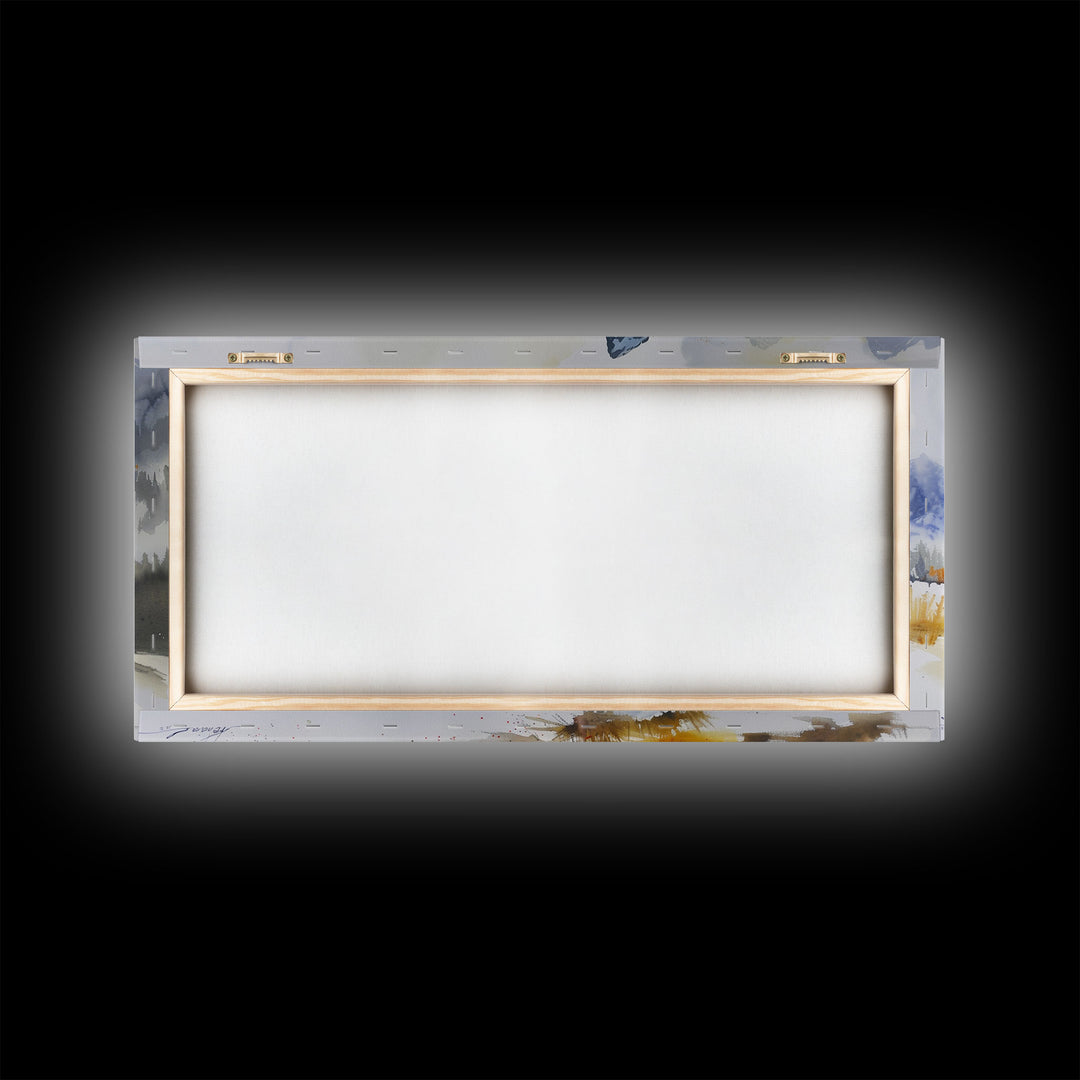 Majestic Elk in Snowy Mountain Scene, Beautiful Framed Canvas Print,for Living Room Art Rustic Bedroom Decor Nature Wall Art, Wildlife Scene