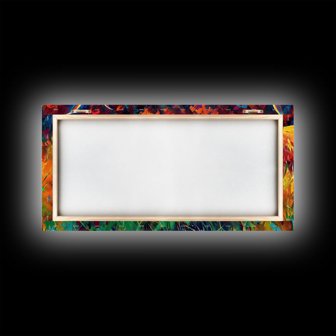 Herd of Cattle in Bright Colors, Ideal for Living Room Art, Framed Canvas Print, Bedroom Decor, Home Decoration, Contemporary Farmhouse Art