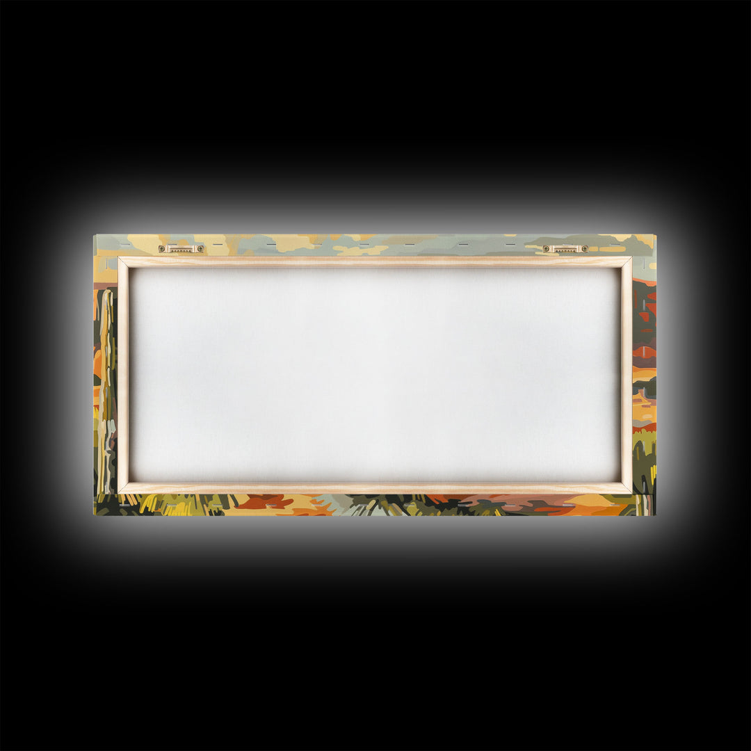 Cowboy Overlooking Desert Canyon, Framed Canvas Print for Rustic Living Room Decor, Western Wall Art, Home and Bedroom Decoration