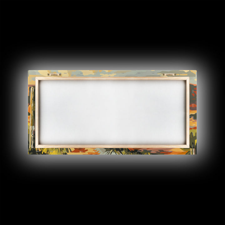 Cowboy Overlooking Desert Canyon, Framed Canvas Print for Rustic Living Room Decor, Western Wall Art, Home and Bedroom Decoration