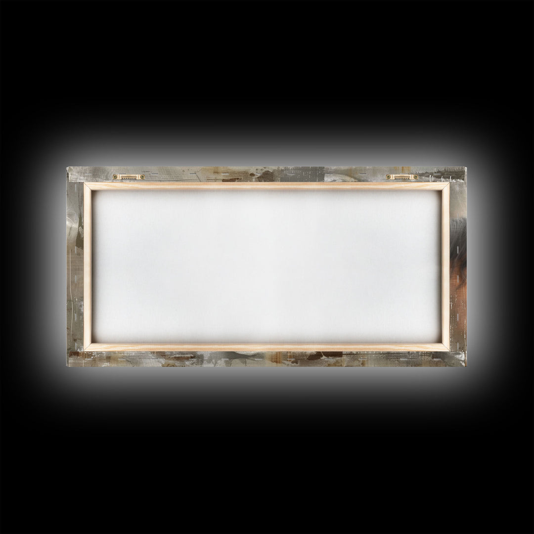 Cowboy Riding in Desert Landscape, Framed Canvas Print for Rustic Living Room Decor, Western Art for Home and Bedroom Decoration