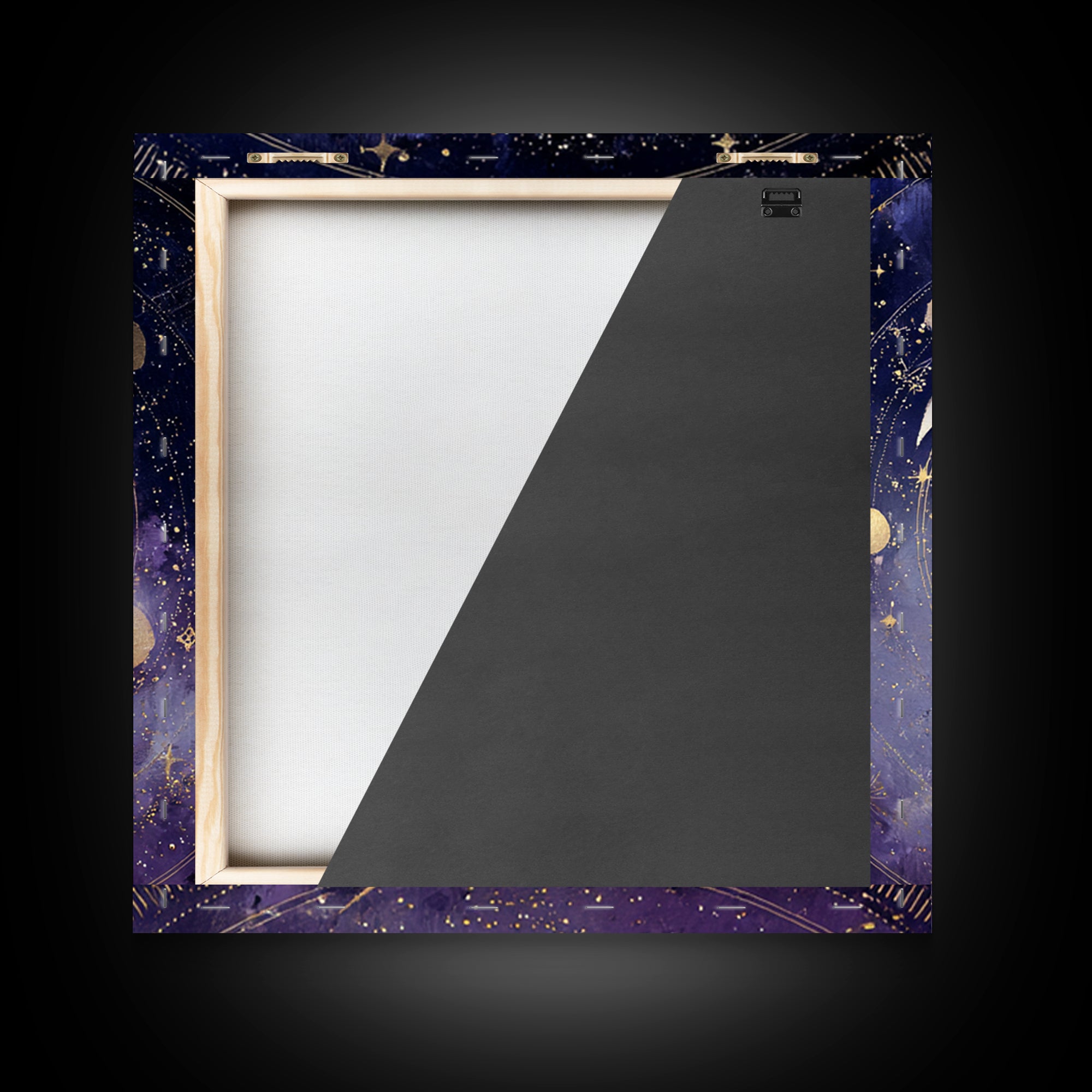 Celestial Moon and Stars Artwork Framed Canvas Print, Wall Art, Gallery Decor, Living Room Decor, Fine Art, Home Decor, WAL-1x1-38