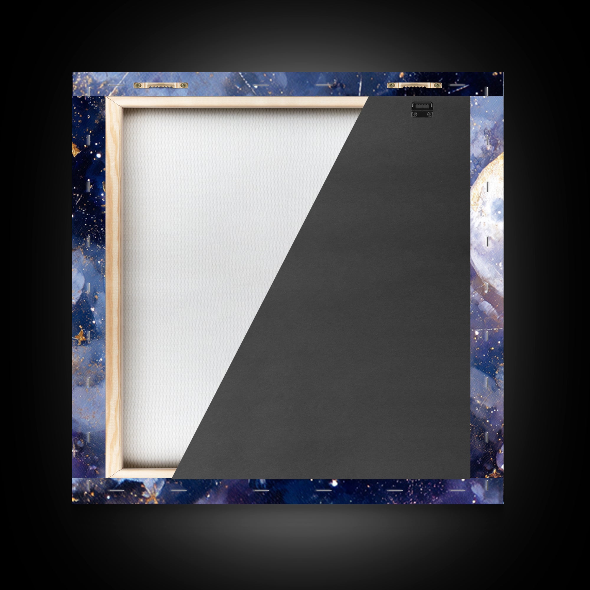 Celestial Moon and Stars Artwork Framed Canvas Print, Wall Art, Gallery Decor, Living Room Decor, Fine Art, Home Decor, WAL-1x1-62