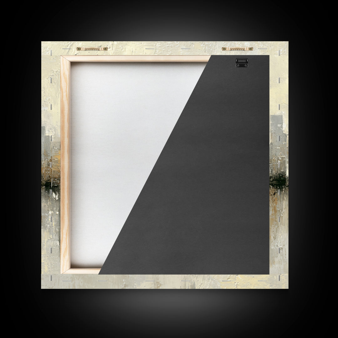 Urban Skyline in Muted Evening Color Framed Canvas Print, Wall Art, Wood Wall Art, Living Room Decor, Fine Art, WAL-1x1-66