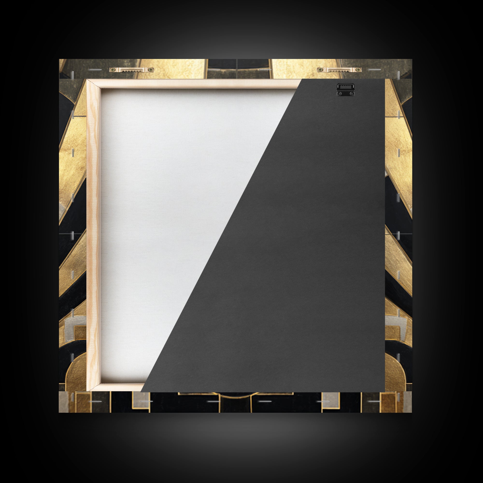 Art Deco Gold Fan Pattern Framed Canvas Print, Wall Art, Canvas Wall Art, Living Room Decor, Fine Art, Statement Artwork, WAL-1x1-68