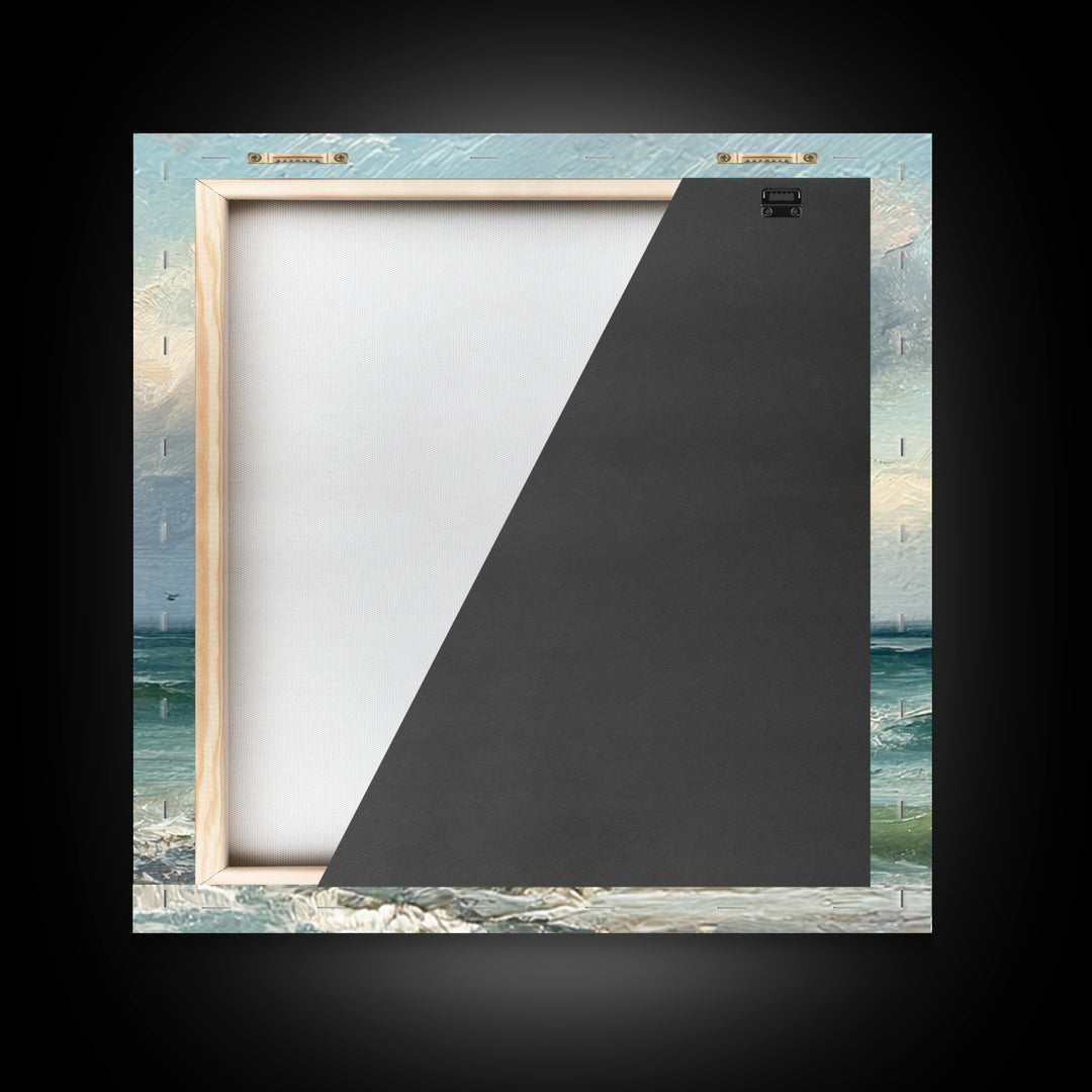 Classic Seascape with Dramatic Clouds Canvas Print, Wall Art, Statement Artwork, Living Room Decor, Fine Art, WAL-1x1-75