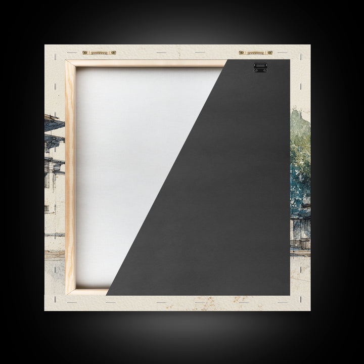 Black and White Architectural Study Framed Canvas Print, Wall Art, Fine Art Print, Living Room Decor, Fine Art, WAL-1x1-80